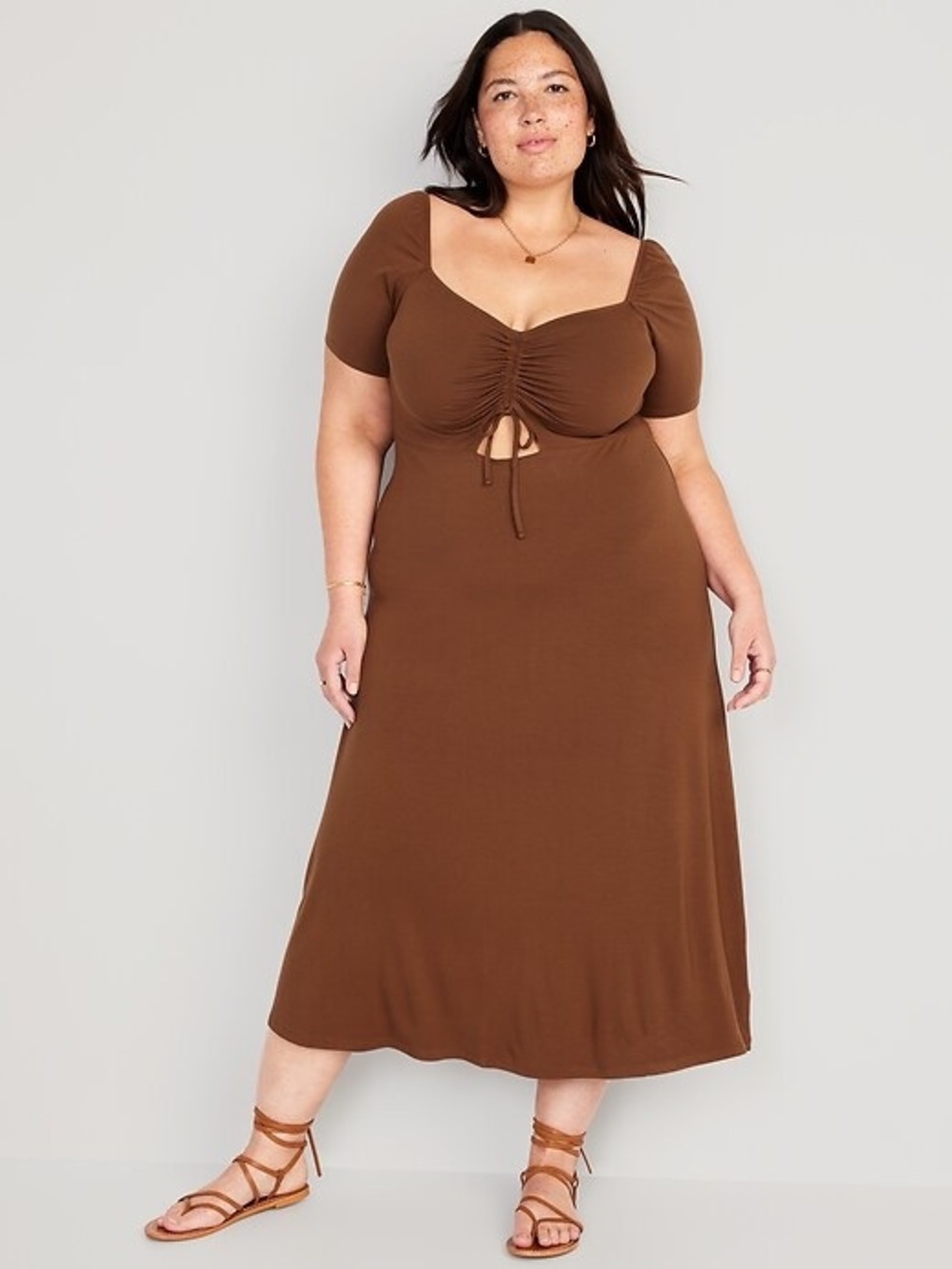Old Navy Cutout Front Midi Dress Brown XL Fall Minimalist